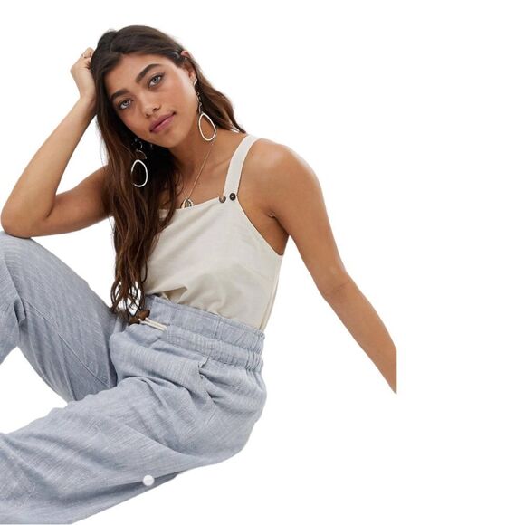 Free People Paradise High Rise Blue Pants Size Small Cotton Linen Blend - Picture 4 of 12